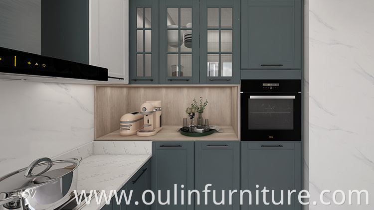 Latest small kitchen blue european kitchen cabinet 